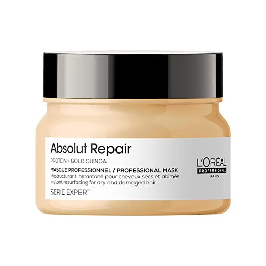 L'Oreal Professionnel Absolut Repair Shampoo 300ml, Hair Mask 250gm & Hair Serum 90ml, Serie Expert  With Protein And Gold Quinoa For Dry And Damaged Hair