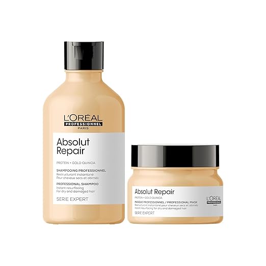 L'Oréal Professionnel Absolut Repair Shampoo With Protein And Gold Quinoa For Dry And Damaged Hair, Serie Expert, 300Ml