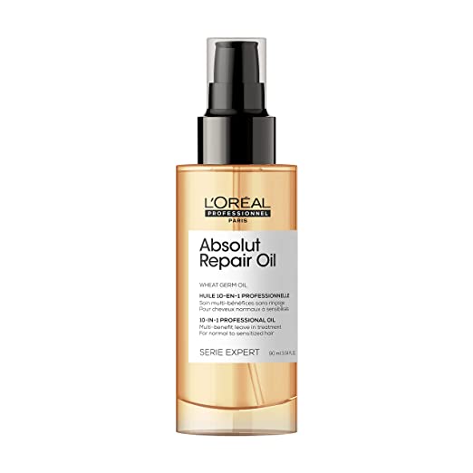 L'Oreal Professionnel Absolut Repair Shampoo 300ml, Hair Mask 250gm & Hair Serum 90ml, Serie Expert  With Protein And Gold Quinoa For Dry And Damaged Hair